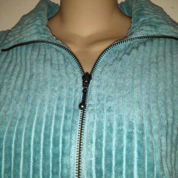Woolrich Corduroy Jacket Women's S Aquifer Aqua Blue Wide Wale Pockets Zip Up - Picture 4 of 16